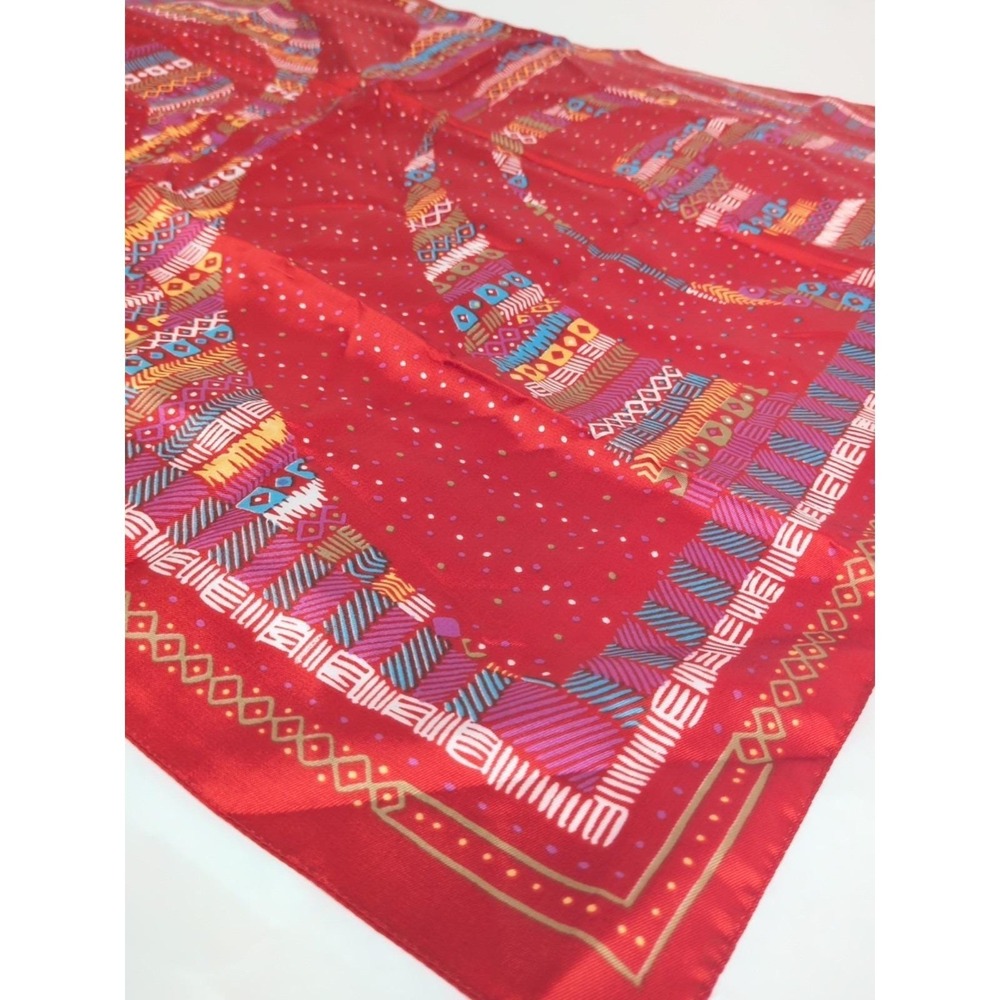 Vintage Rad Red Paisley Scarf 26" X 27" 1970s  Made In Italy Polyester RN 10195